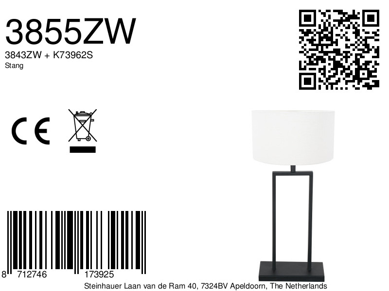 Industrielle schwarze Tischlampe mit weißem Schirm Steinhauer Stang – Bild 6