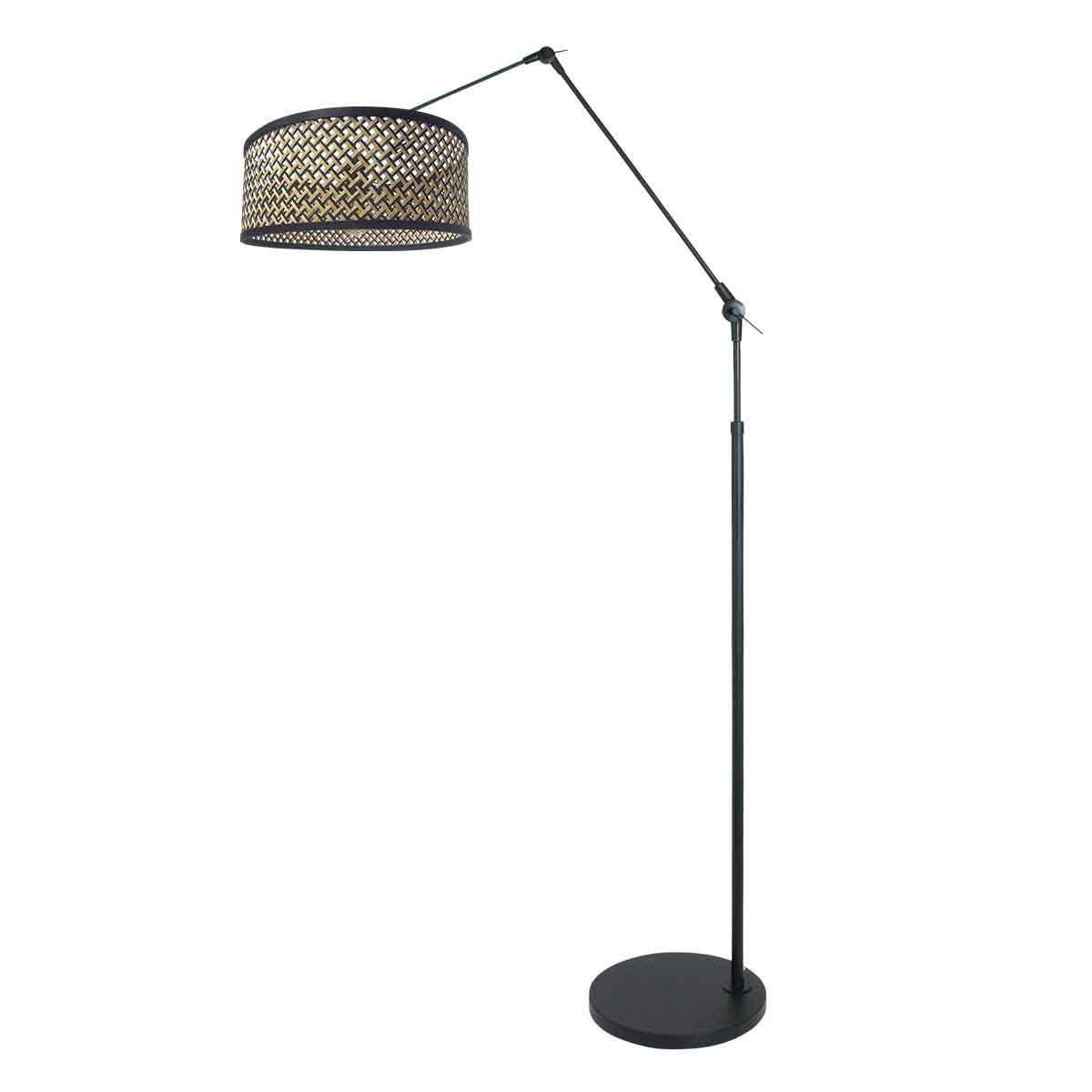 Moderne schwarze Bogenlampe mit Rattanschirm Steinhauer Prestige Chic – Bild 2