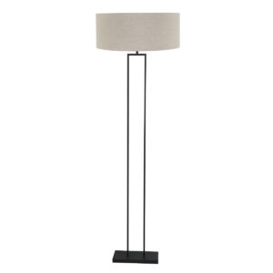 moderne-schwarze-stehlampe-mit-beigefarbenem-schirm-steinhauer-stang-3852zw