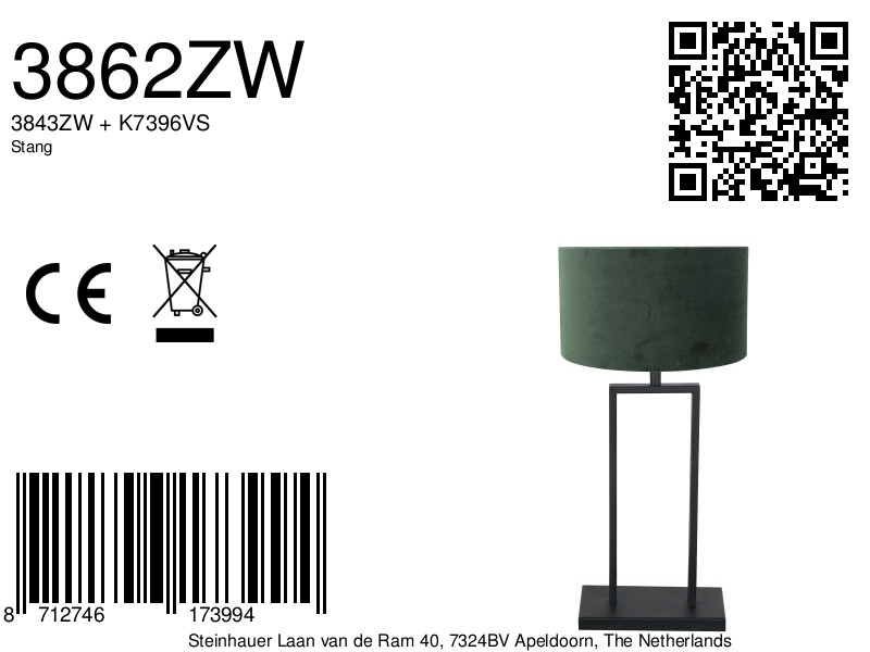 Moderne schwarze Tischlampe mit grünem Schirm Steinhauer Stang – Bild 6