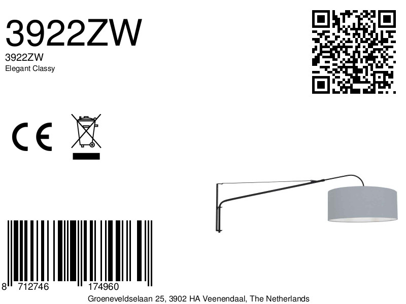 Moderne schwarze Wandlampe Steinhauer Elegant Classy – Bild 7