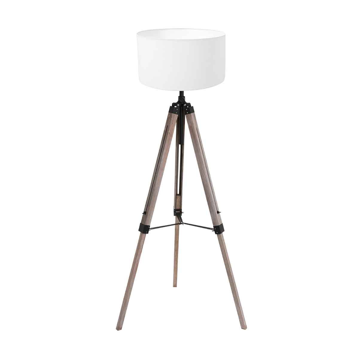 Stehlampe aus Holz Schwarz mit Leinenabdeckung Mexlite Triek – Bild 2
