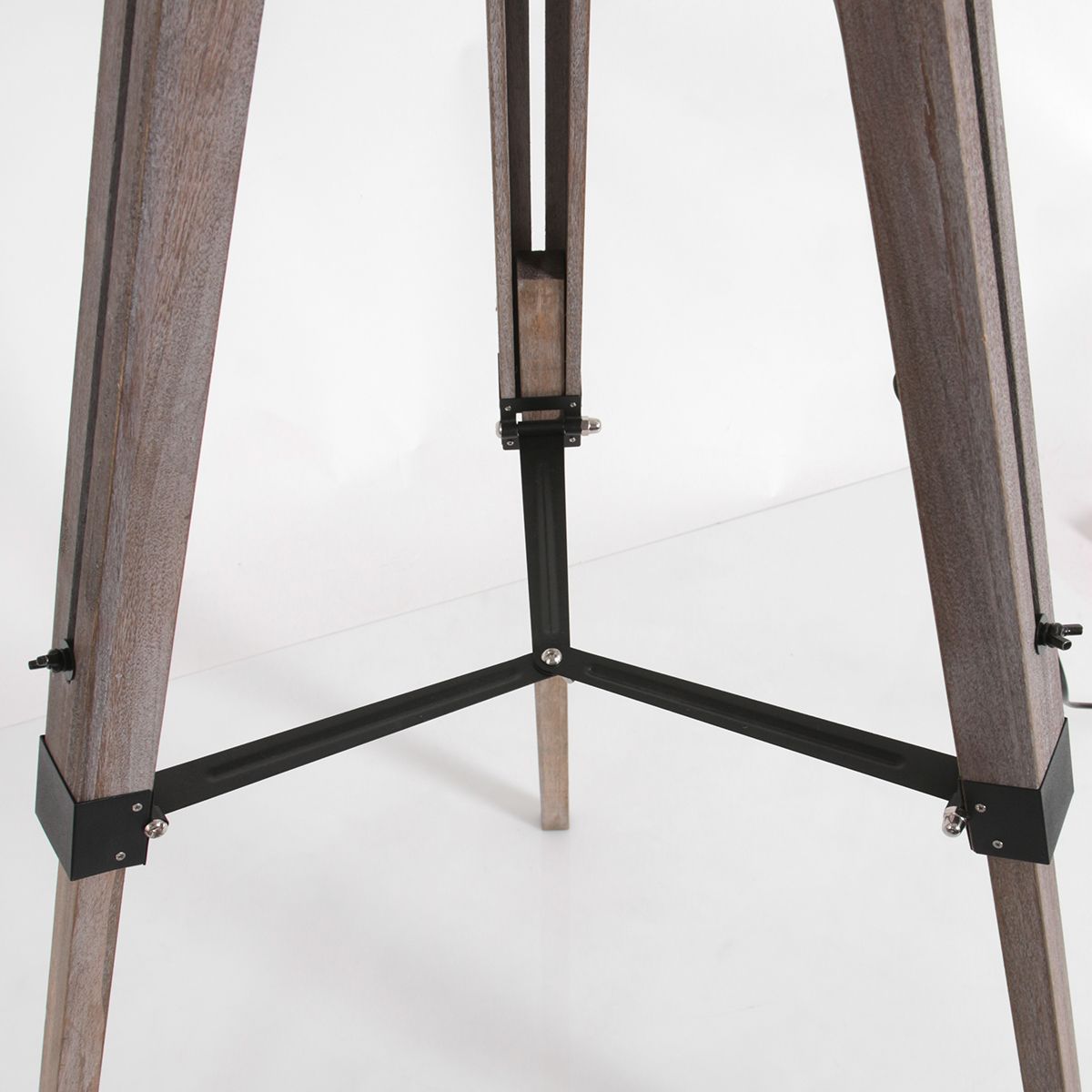 Stehlampe aus Holz Schwarz mit Leinenabdeckung Mexlite Triek – Bild 11