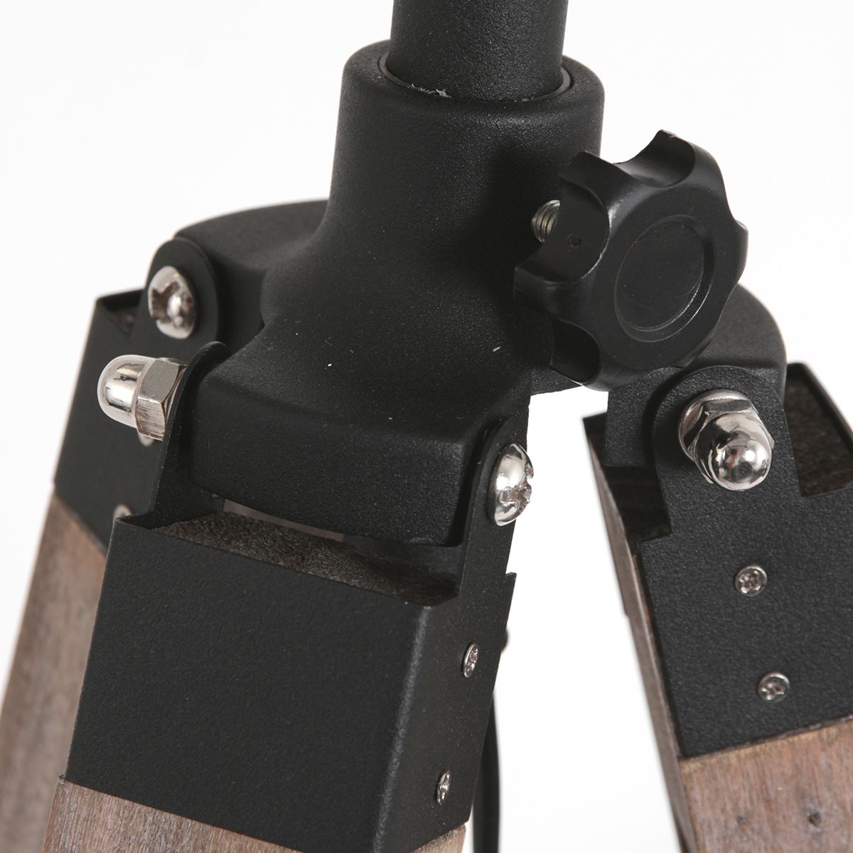 Stehlampe aus Holz Schwarz mit Leinenabdeckung Mexlite Triek – Bild 3