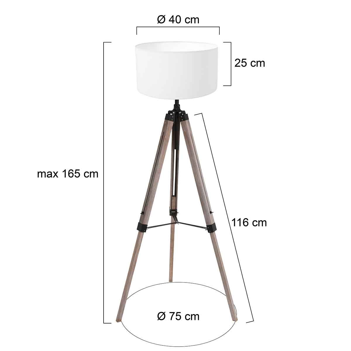 Stehlampe aus Holz Schwarz mit Leinenabdeckung Mexlite Triek – Bild 6