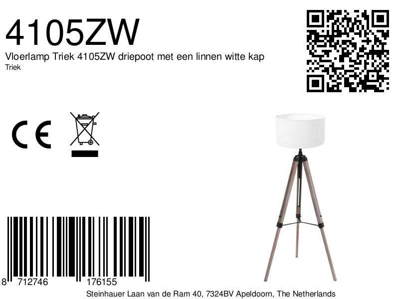 Stehlampe aus Holz Schwarz mit Leinenabdeckung Mexlite Triek – Bild 7
