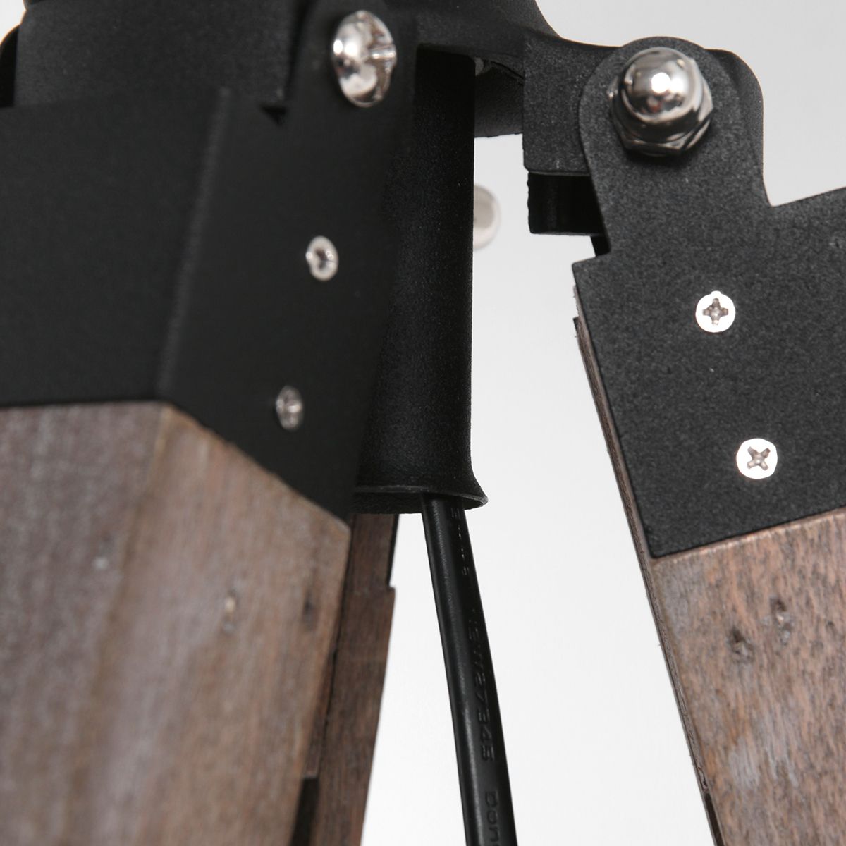 Stehlampe aus Holz Schwarz mit Leinenabdeckung Mexlite Triek – Bild 9