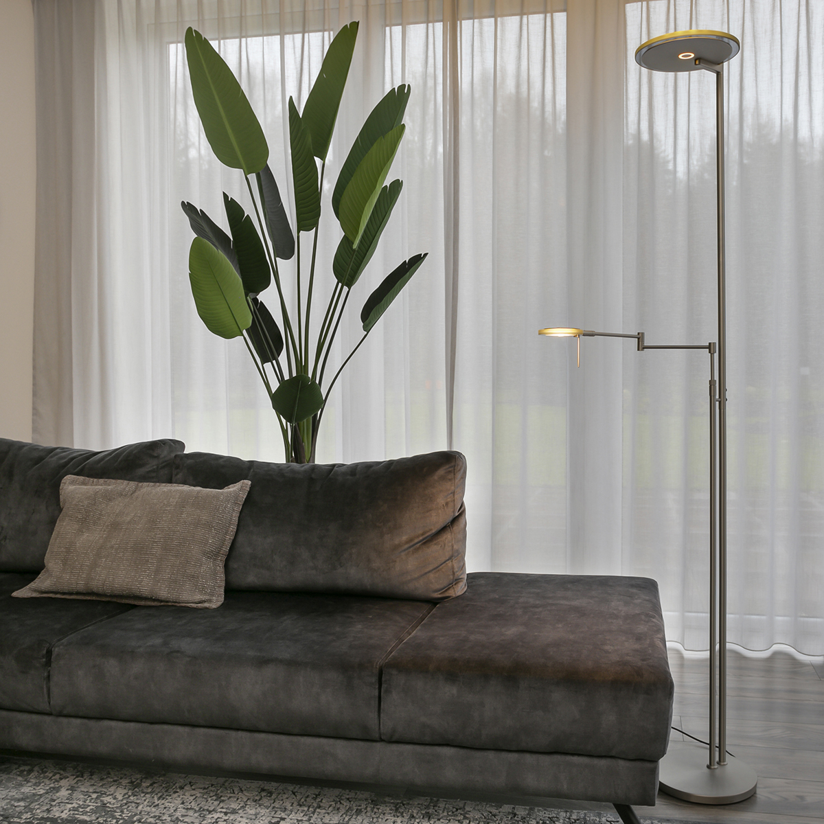 Moderne Stahl-Glas-Stehlampe Steinhauer Turound – Bild 3