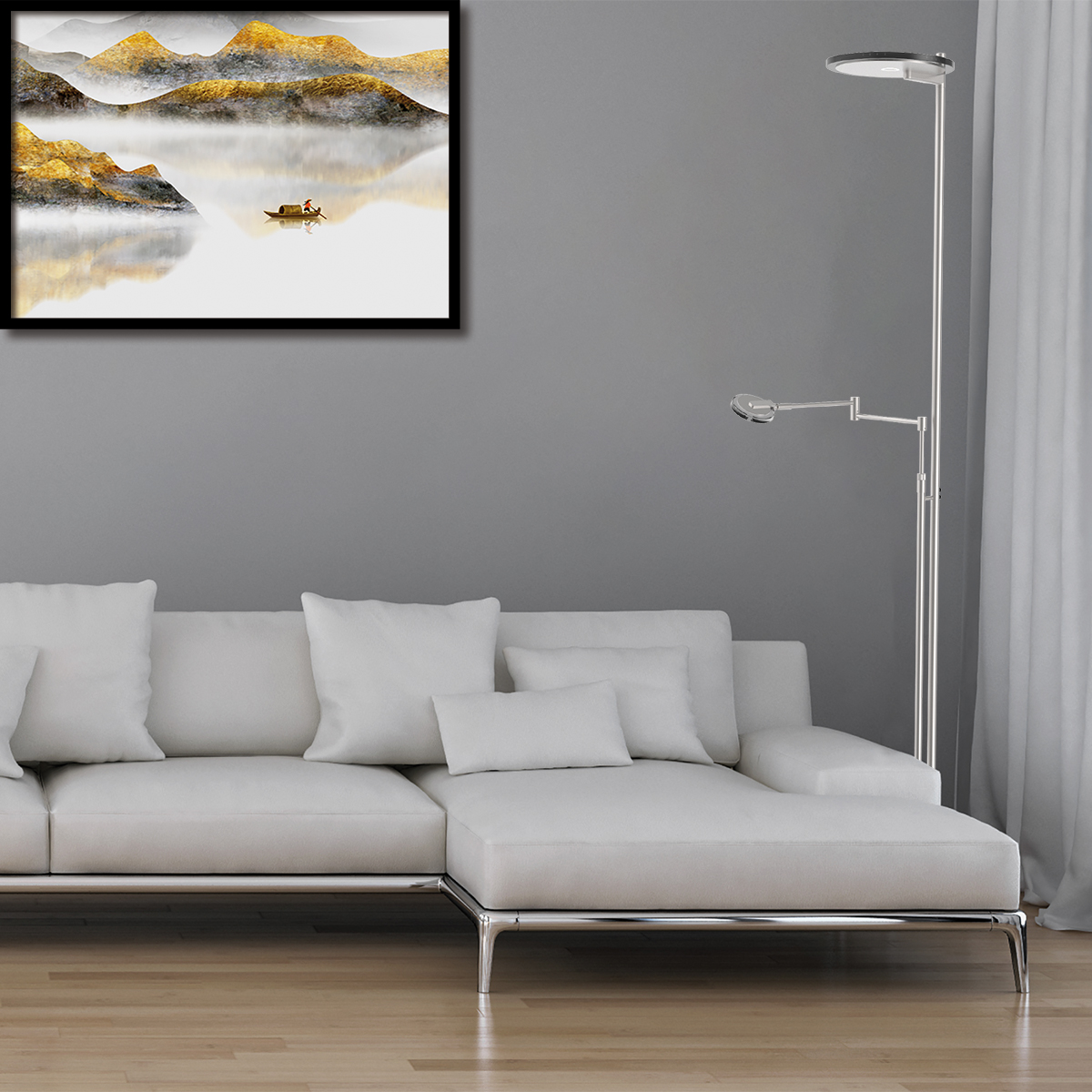 Moderne Stahl-Glas-Stehlampe Steinhauer Turound – Bild 4