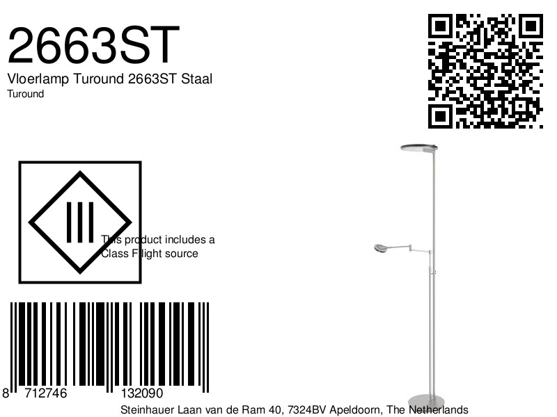 Moderne Stahl-Glas-Stehlampe Steinhauer Turound – Bild 10