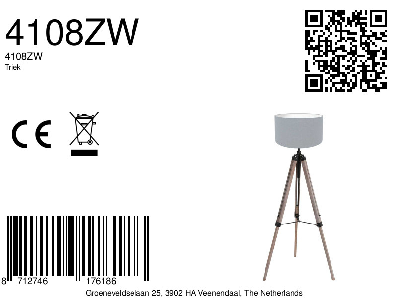 Retro Stehlampe Holz schwarz Mexlite Triek – Bild 7