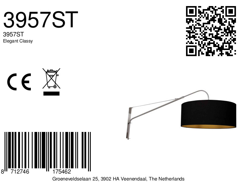 Wandleuchte mit kurzem Bogen Steinhauer Elegant Classy – Bild 7