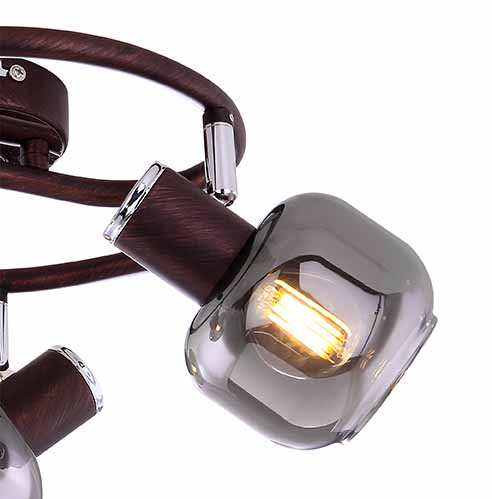 3-Kap Spot Bronze Metall/Rauchglas Globo Pallo – Bild 4