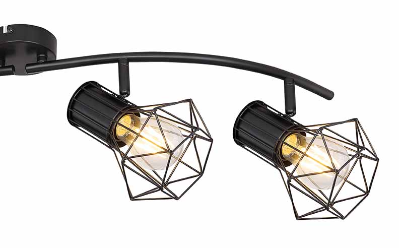 4-Licht Spot schwarz mit Diamantkappe Globo Priska – Bild 4