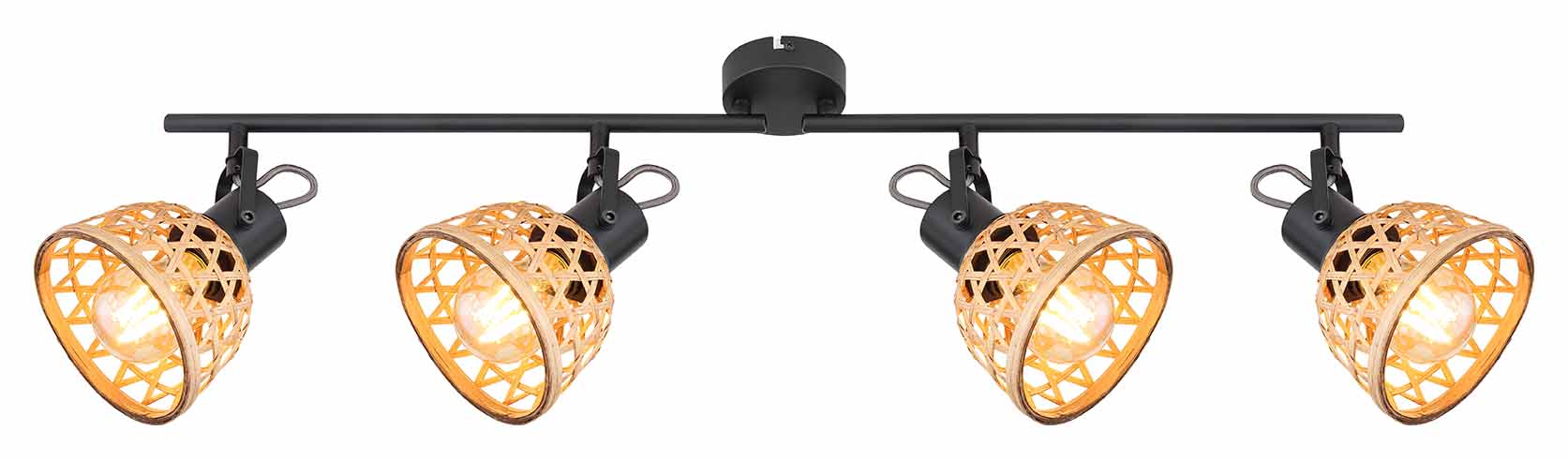 4-Licht Spot schwarz/braun Bambusgewebe Globo Wenna – Bild 2