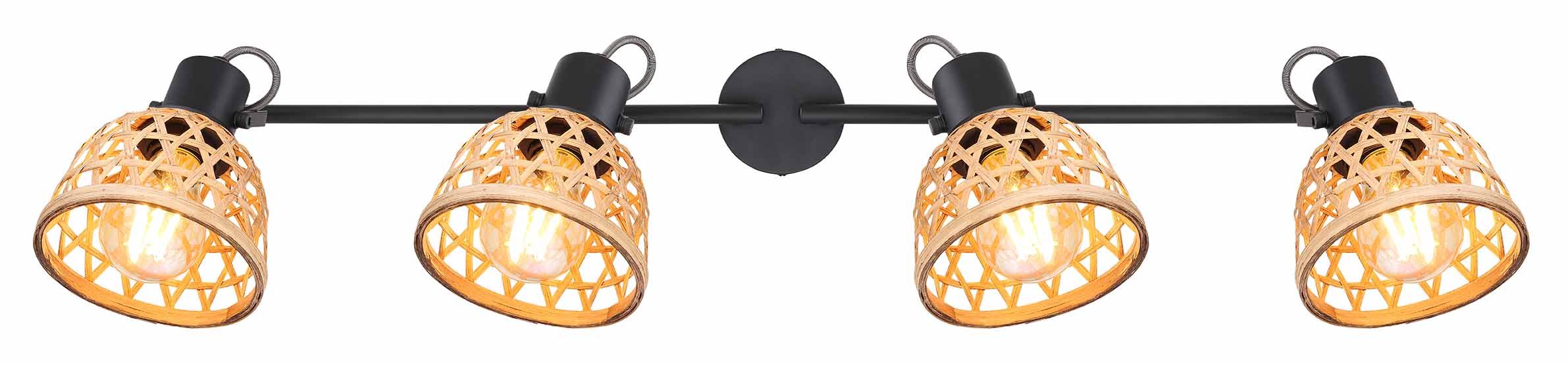 4-Licht Spot schwarz/braun Bambusgewebe Globo Wenna – Bild 3