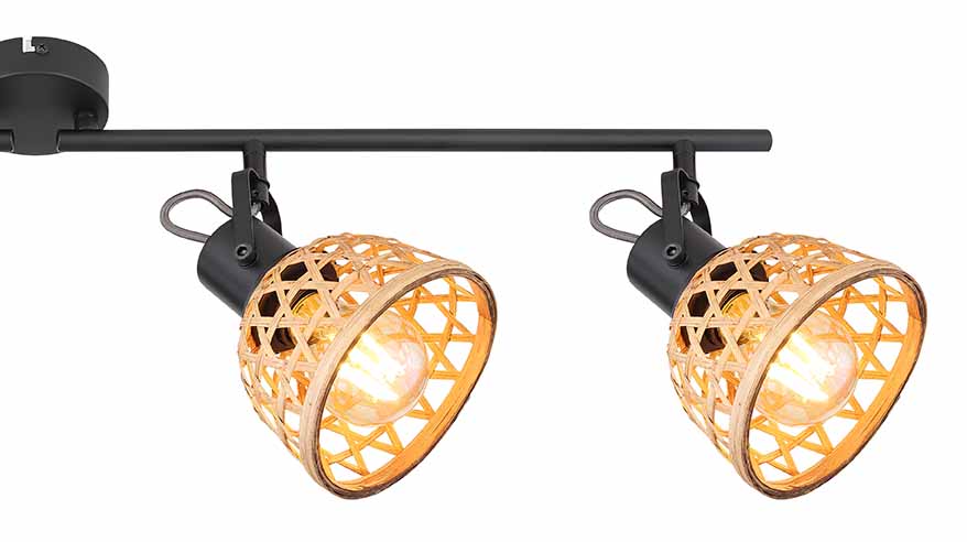 4-Licht Spot schwarz/braun Bambusgewebe Globo Wenna – Bild 4