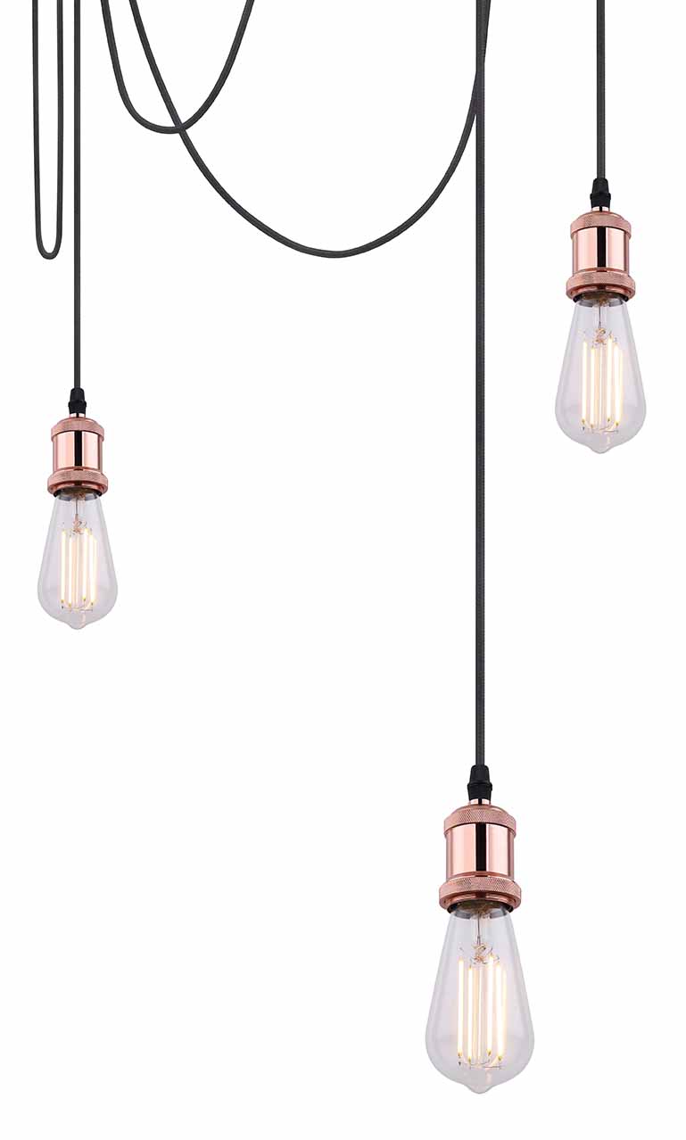 5-flammige Kupfer Flexible Hängelampe L Globo Oliver – Bild 2