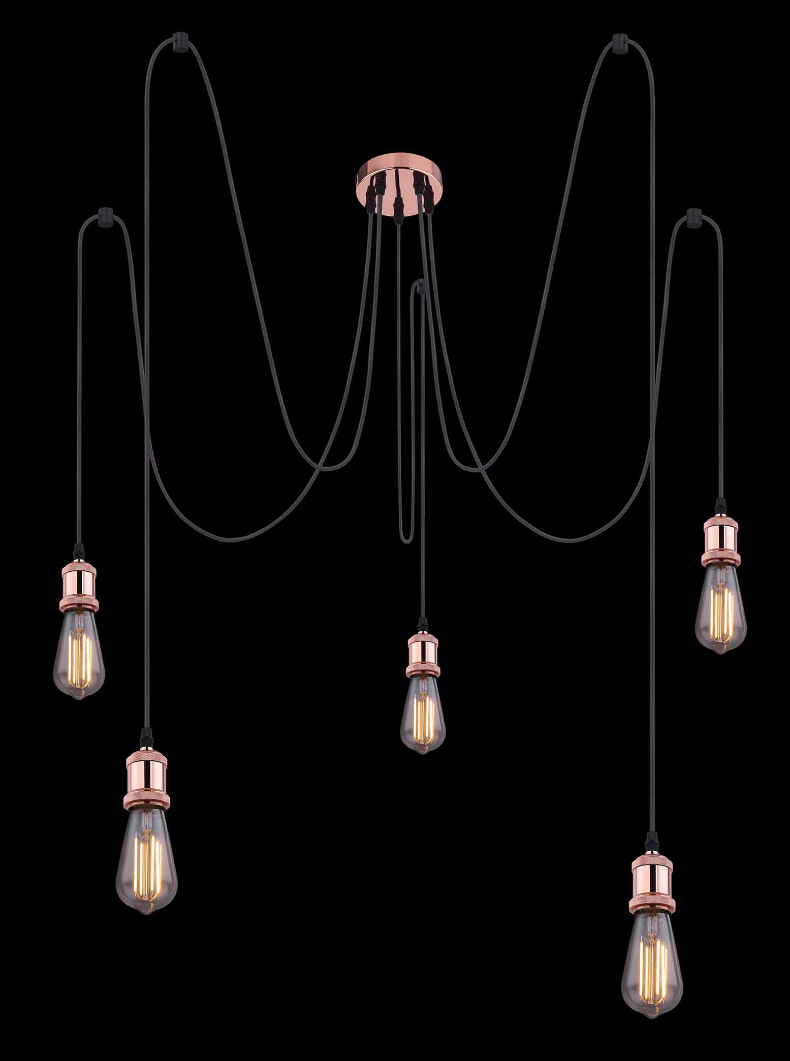 5-flammige Kupfer Flexible Hängelampe L Globo Oliver – Bild 3