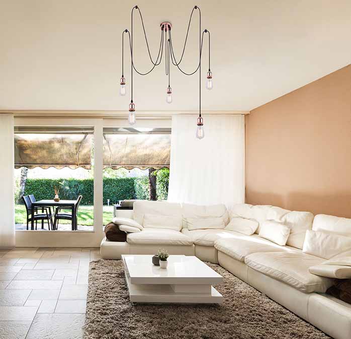 5-flammige Kupfer Flexible Hängelampe L Globo Oliver – Bild 4