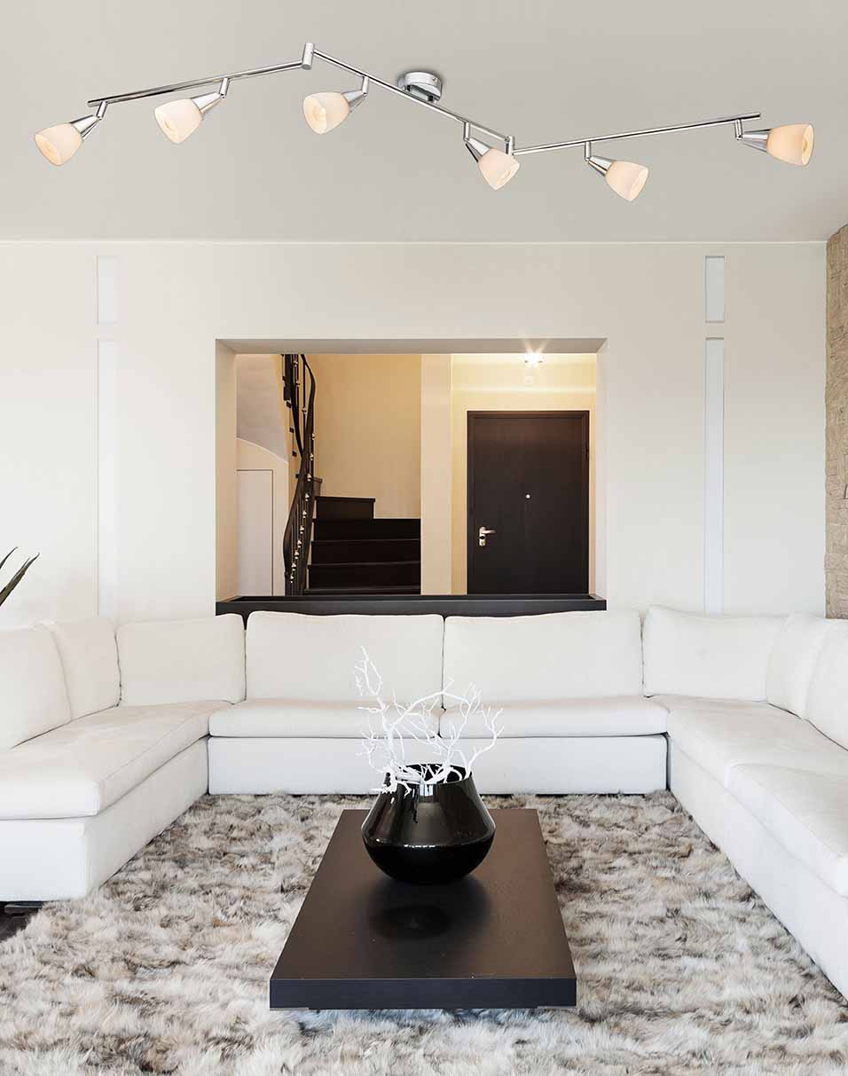 6-Flammiger Spot Chrom Opalglas Globo Tadeus – Bild 2