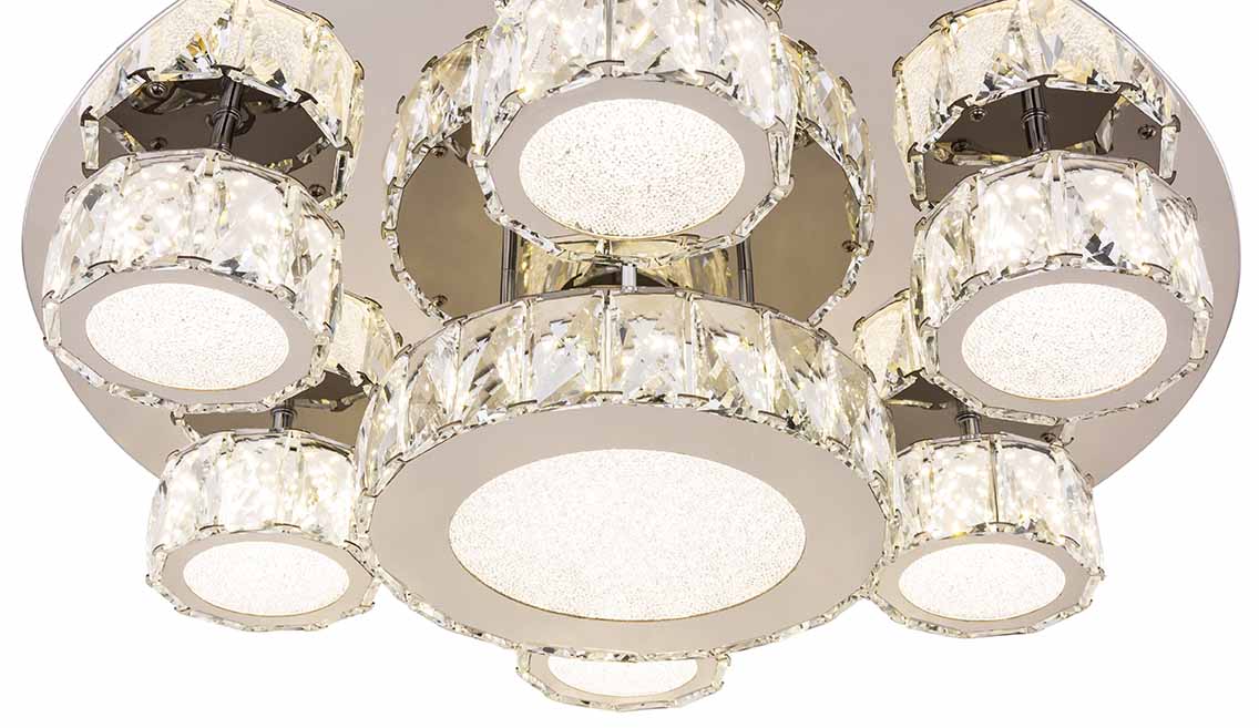 7-Licht flimmernde Deckenlampe Chrom/Acrylkristall Globo Amur – Bild 3