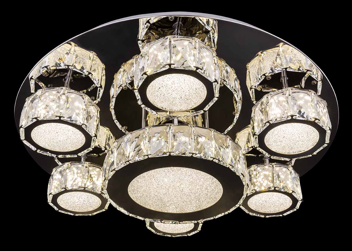 7-Licht flimmernde Deckenlampe Chrom/Acrylkristall Globo Amur – Bild 4