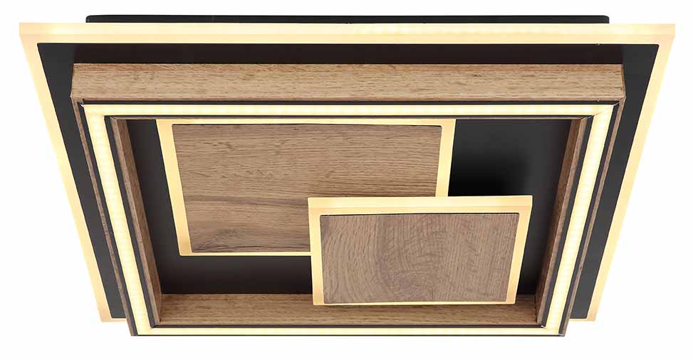 Deckenlampe Metall/MDF schwarz/braun quadratische Konstruktion Globo Lagerta – Bild 2