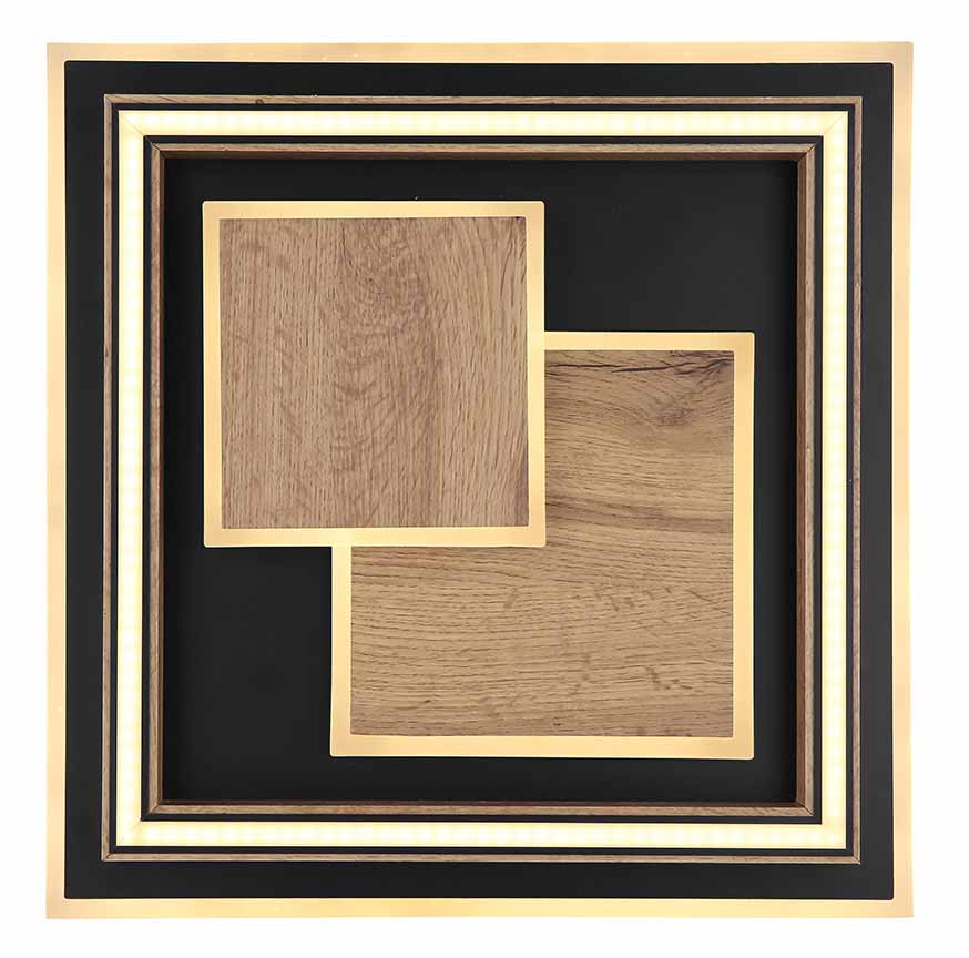 Deckenlampe Metall/MDF schwarz/braun quadratische Konstruktion Globo Lagerta – Bild 3