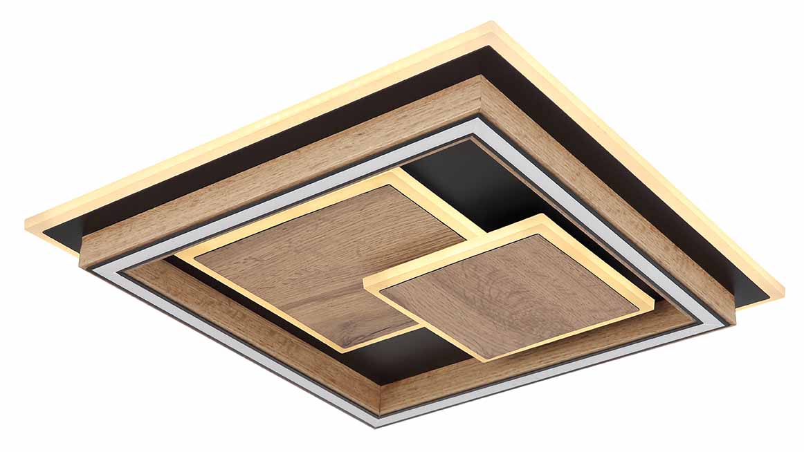 Deckenlampe Metall/MDF schwarz/braun quadratische Konstruktion Globo Lagerta – Bild 4