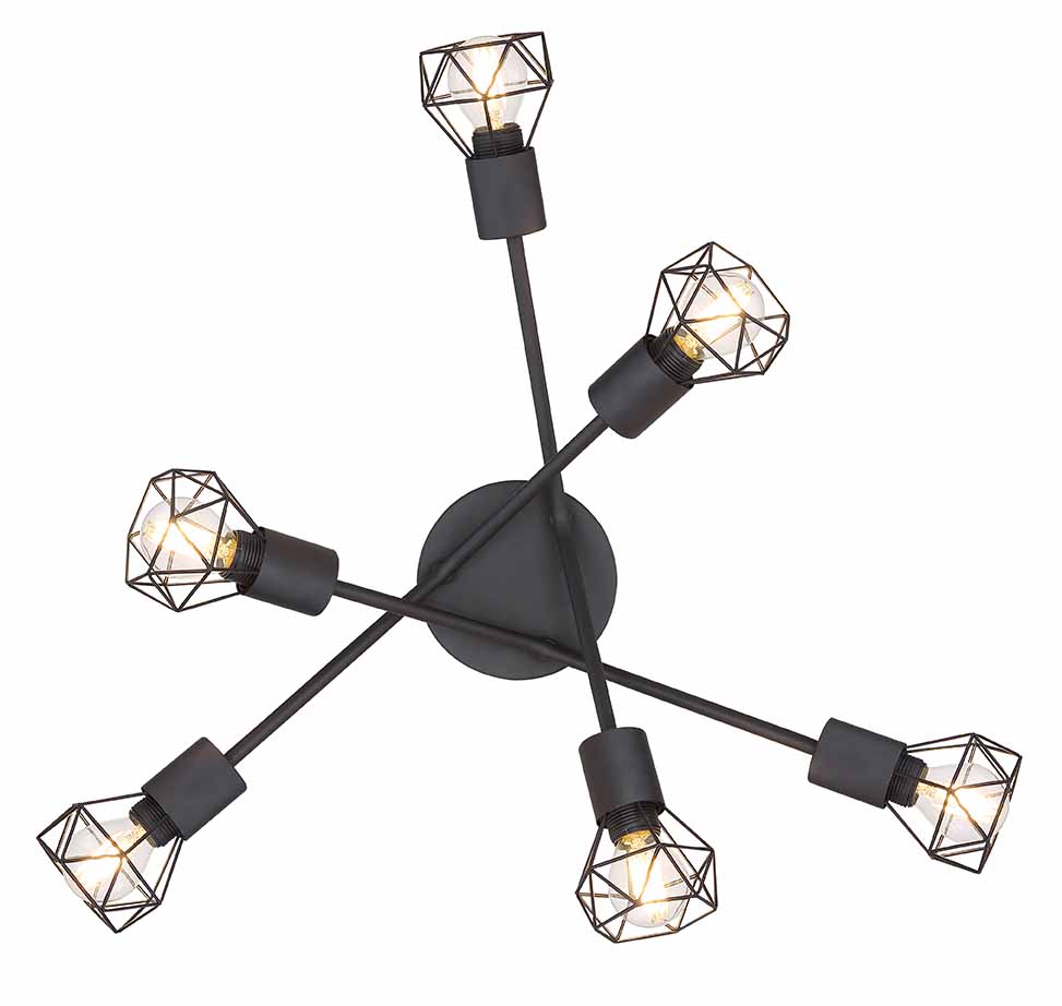 Deckenlampe mit 6 Diamantschirmen aus schwarzem Metall Globo Xara I – Bild 2