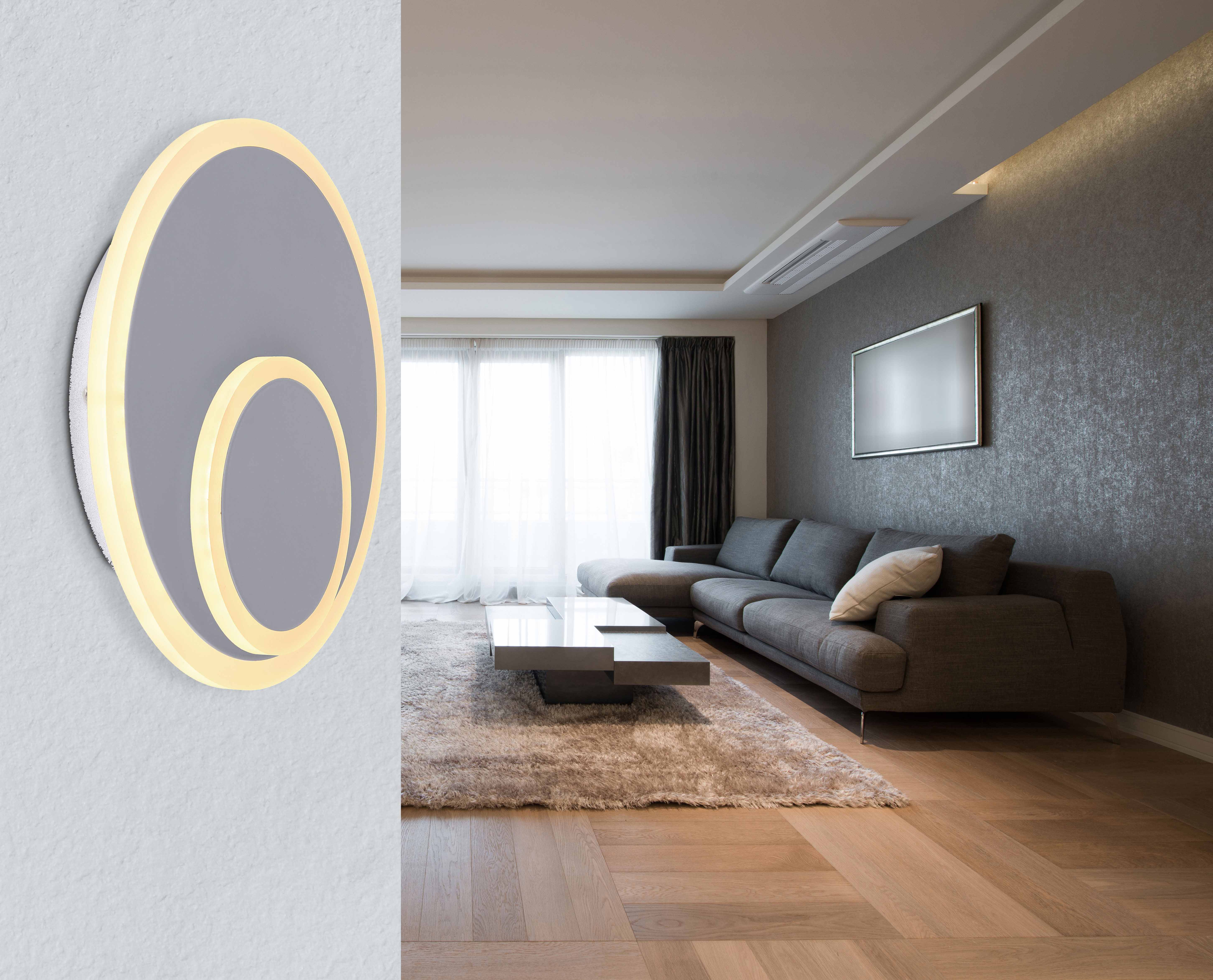 Doppelkreis-Wandleuchte Stahl/Weiß Globo Villa – Bild 2