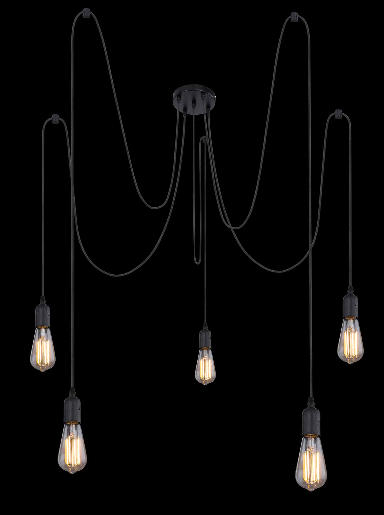 Flexible 5-flammige Hängelampe Schwarz Globo Oliver – Bild 3