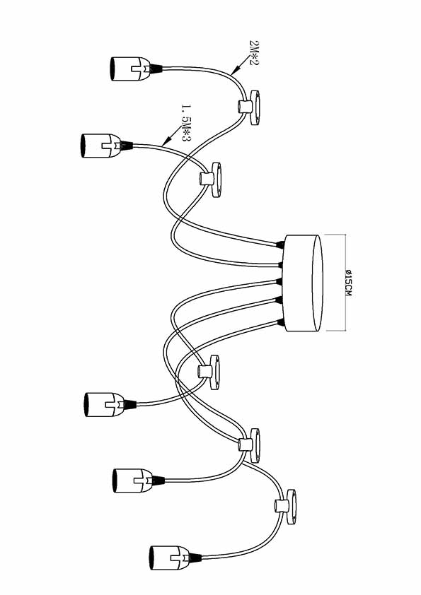 Flexible 5-flammige Hängelampe Schwarz Globo Oliver – Bild 4