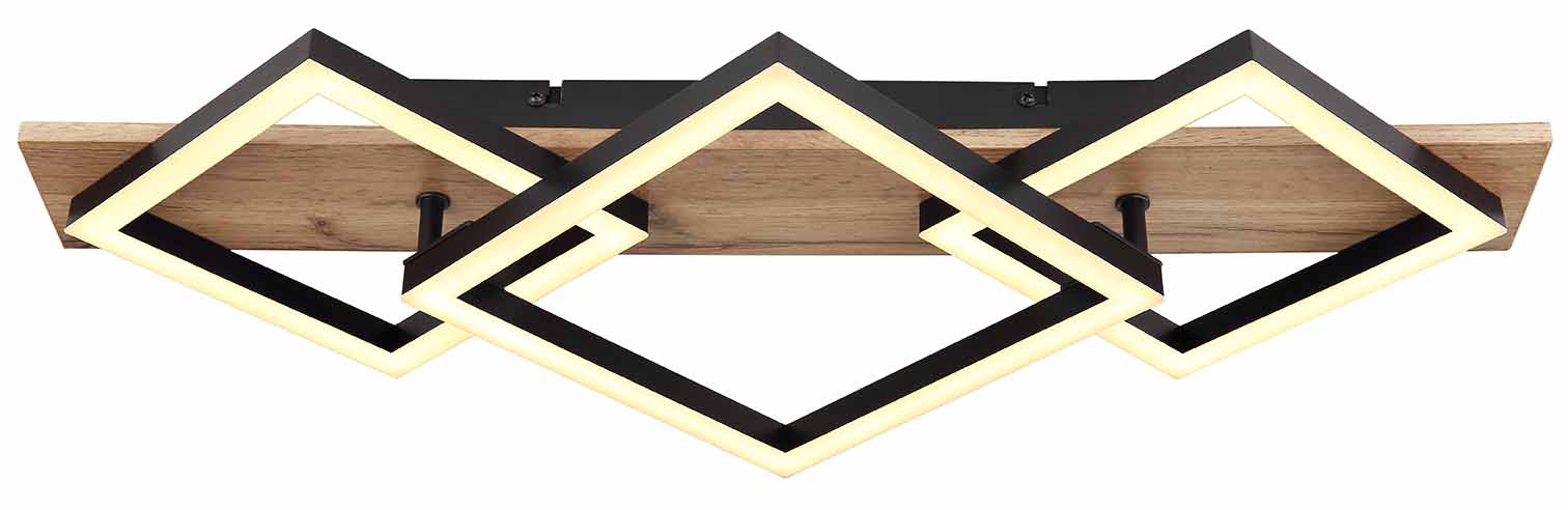 Geometrische 2-Licht Deckenlampe schwarz/braun Globo Beatrix – Bild 2