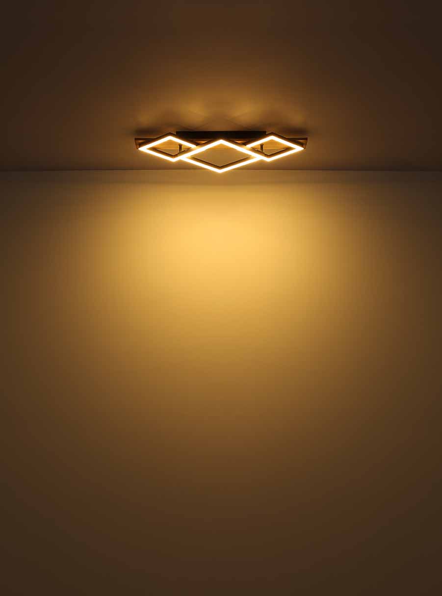 Geometrische 2-Licht Deckenlampe schwarz/braun Globo Beatrix – Bild 4