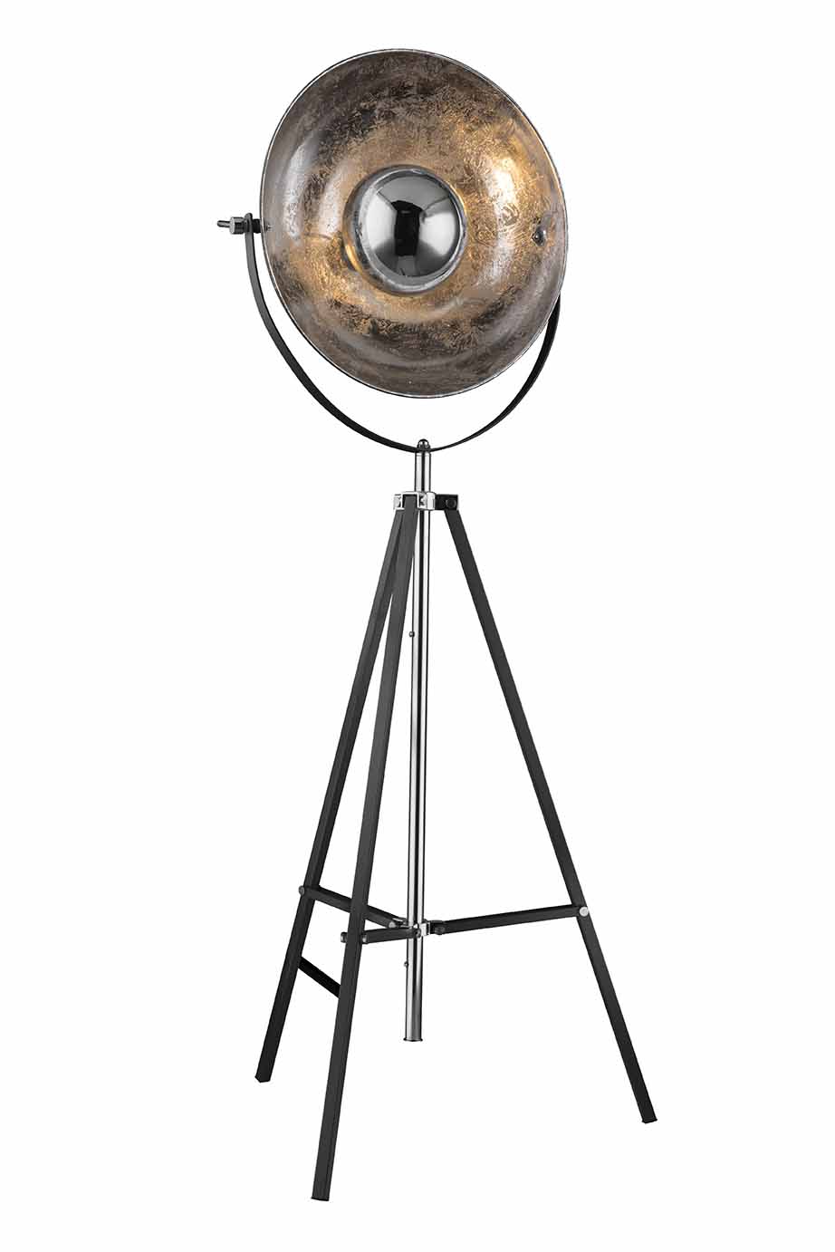 Grau/Chrom Dreibein Stehlampe Kuppel Globo Xirena – Bild 2