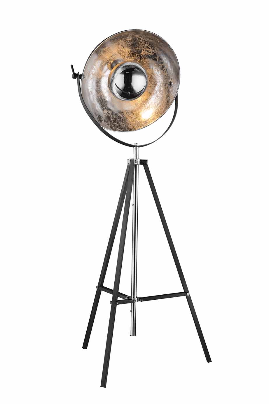 Grau/Chrom Dreibein Stehlampe Kuppel Globo Xirena – Bild 3