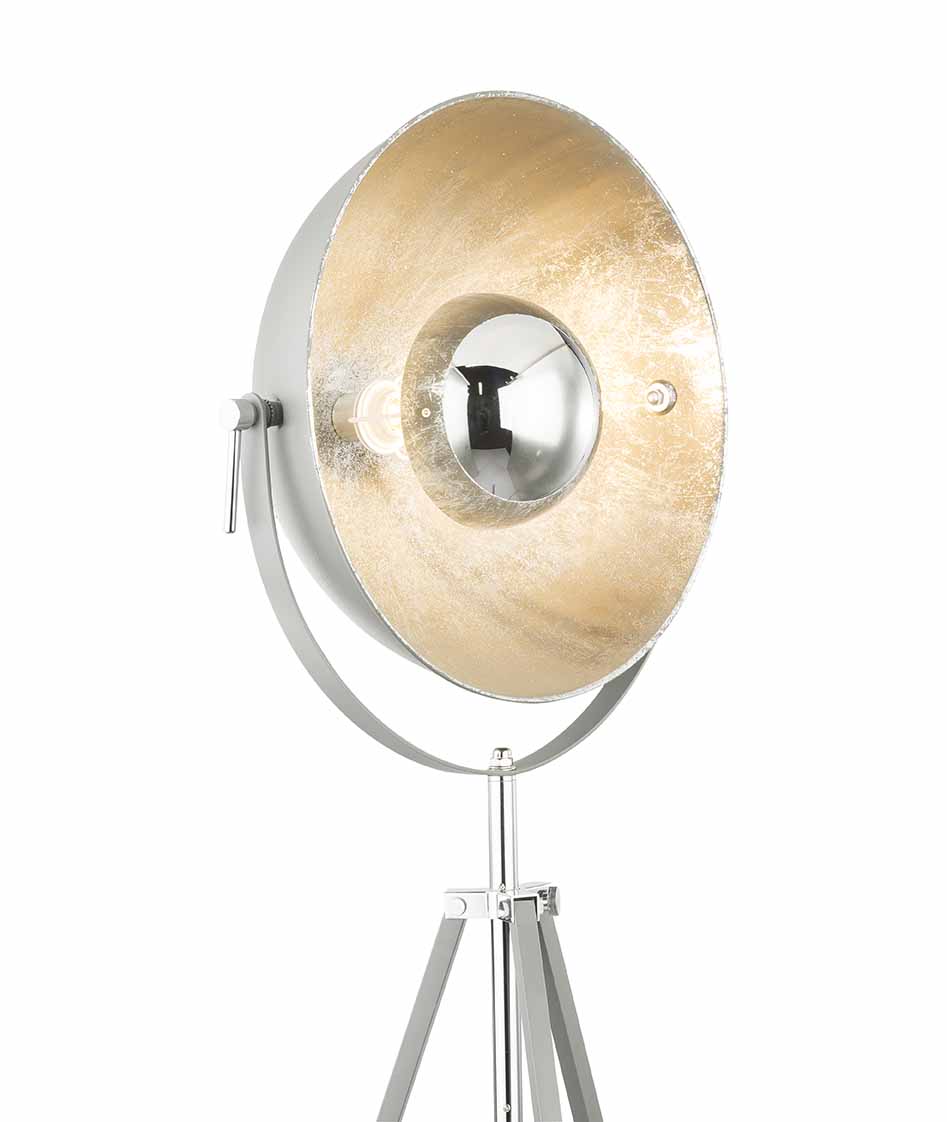 Grau/Chrom Dreibein Stehlampe Kuppel Globo Xirena – Bild 4