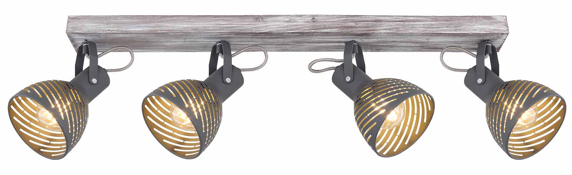 Grauer 4-Licht Spot Holz/Metall Globo Mori – Bild 2