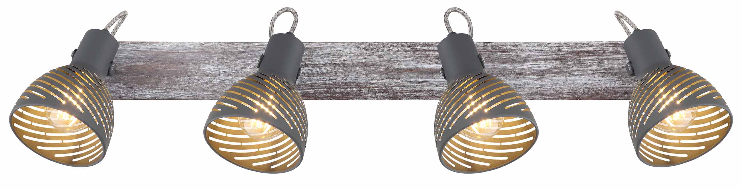 Grauer 4-Licht Spot Holz/Metall Globo Mori – Bild 3