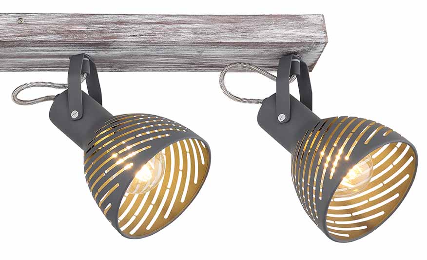 Grauer 4-Licht Spot Holz/Metall Globo Mori – Bild 4