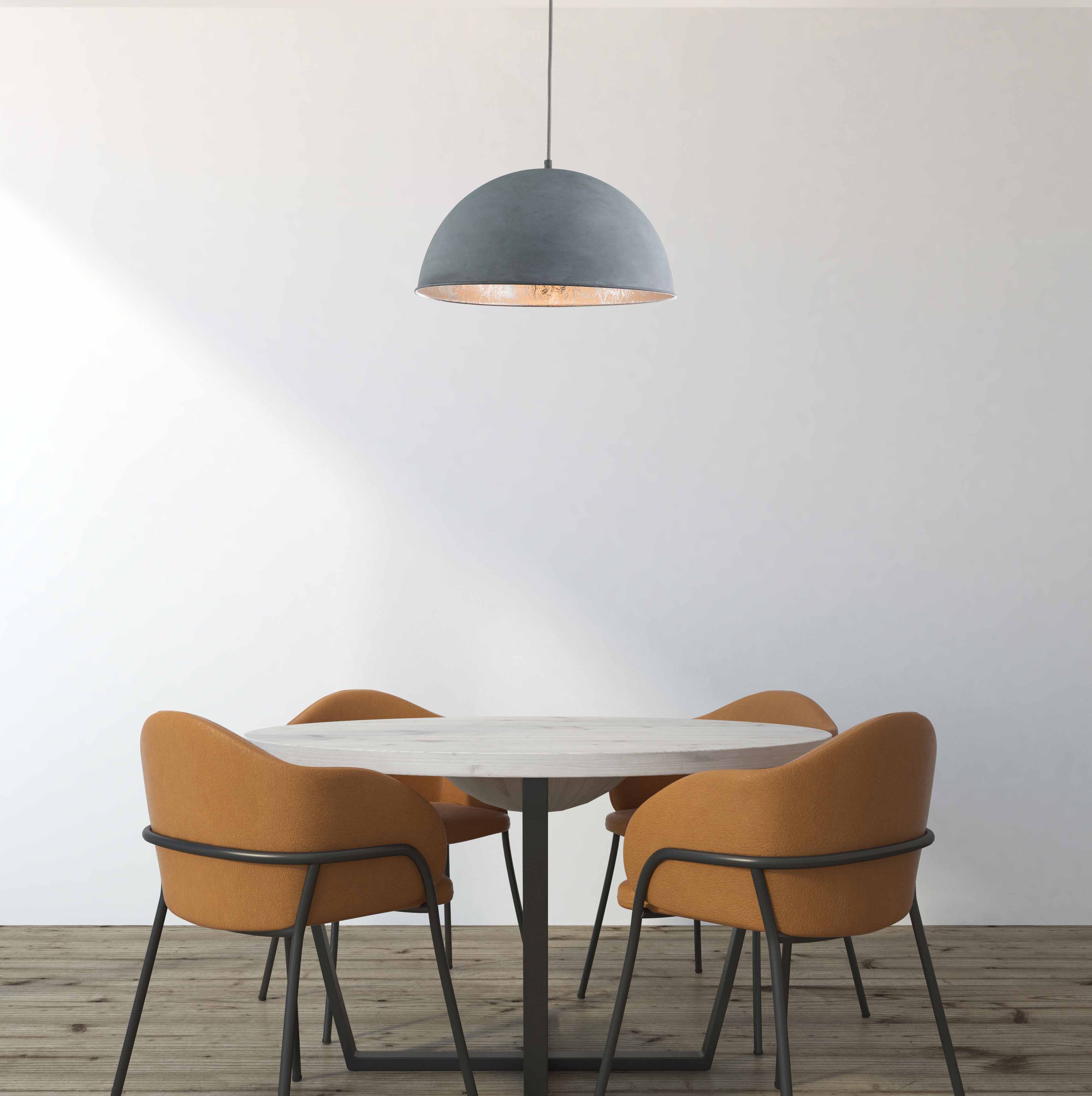 Industrielle Pendelleuchte Grau/Silber gefüttert Kuppelform Globo Miram – Bild 2