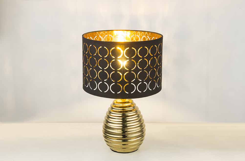 Klassische goldene Keramik-Tischlampe Globo Mirauea – Bild 3