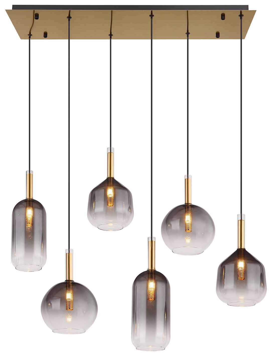 Klassische Messing-Hängelampe mit Rauchglas Globo Elisabeth – Bild 2