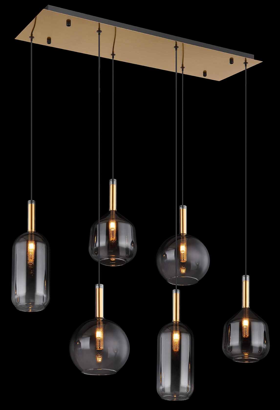 Klassische Messing-Hängelampe mit Rauchglas Globo Elisabeth – Bild 4