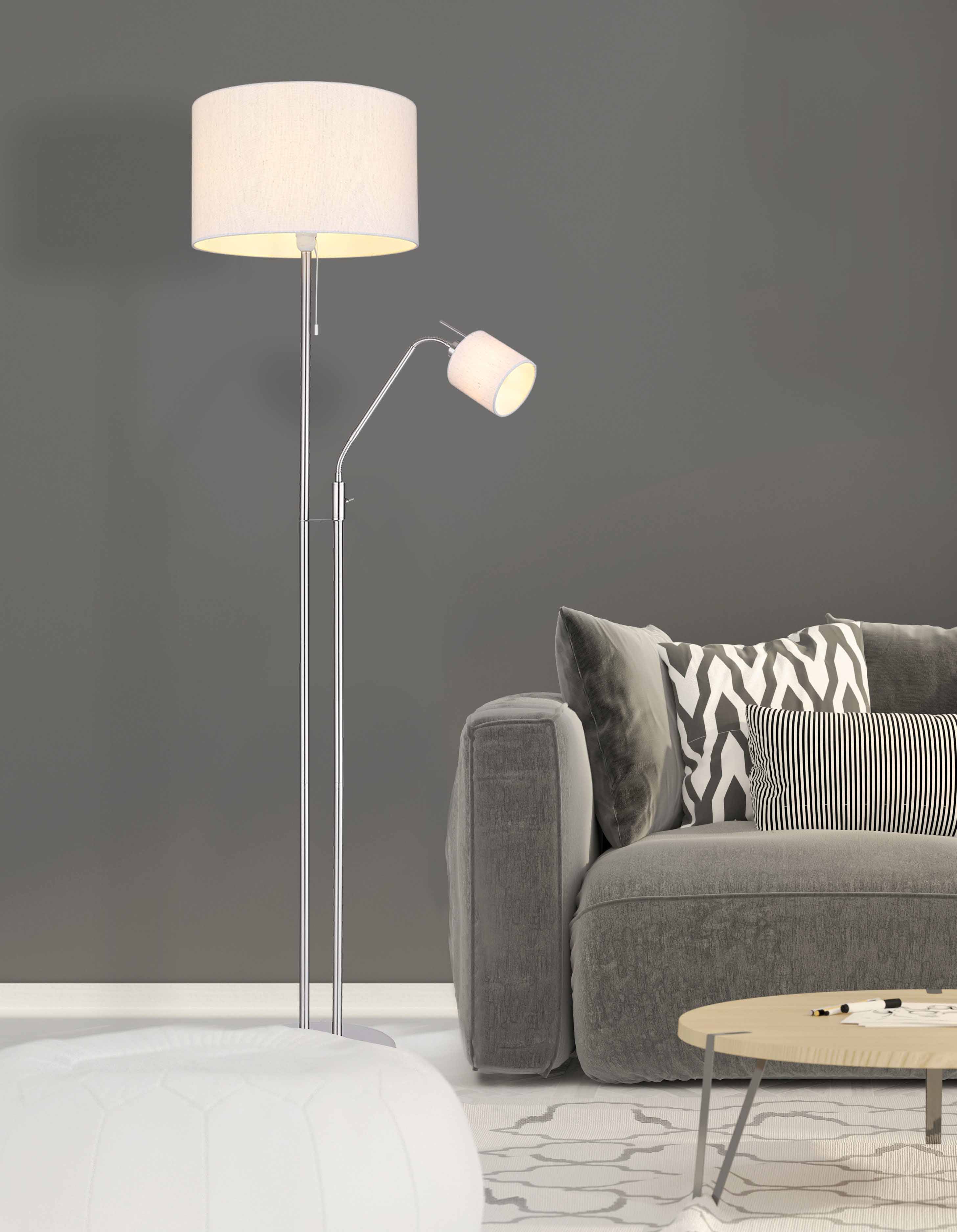 Klassische Nickel Metall Stehlampe Globo Ava – Bild 5