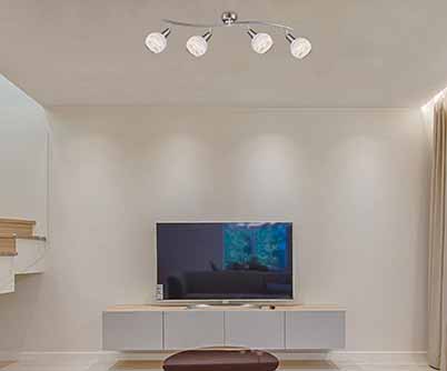 Länglicher 4-Satin-Glaskappen Spot Nickel Globo Elliott – Bild 2