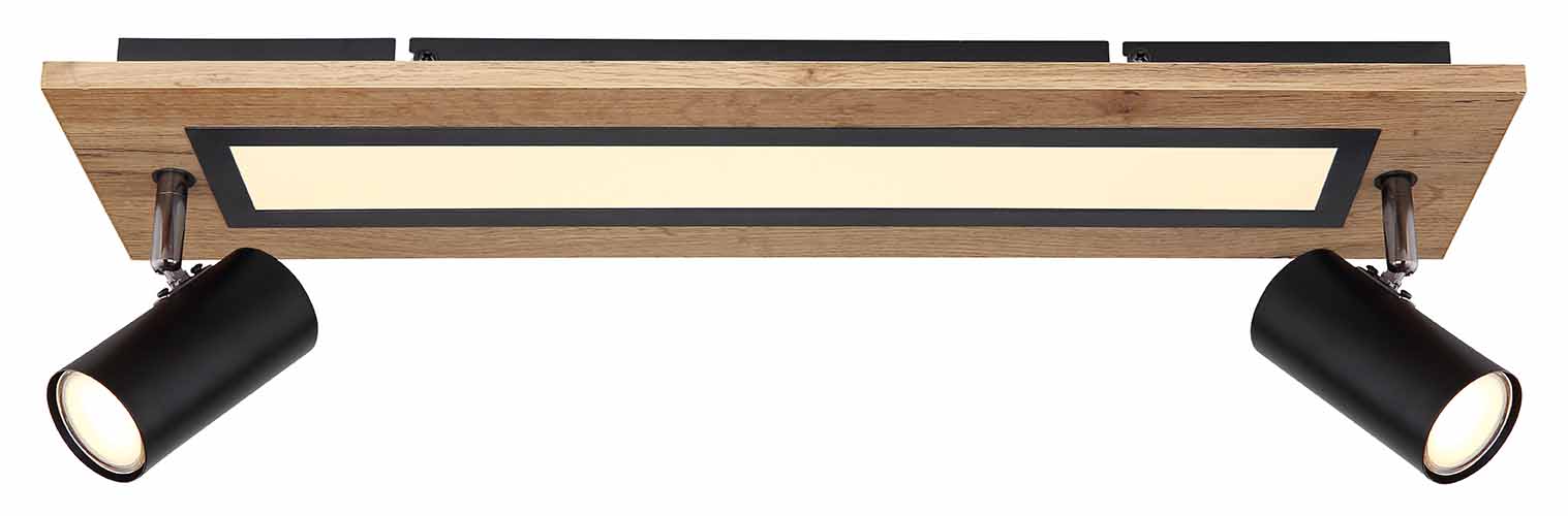 Langgestreckte Deckenlampe schwarz/braun mit 2 Spots Globo Ulla – Bild 2