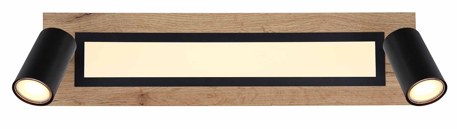 Langgestreckte Deckenlampe schwarz/braun mit 2 Spots Globo Ulla – Bild 3